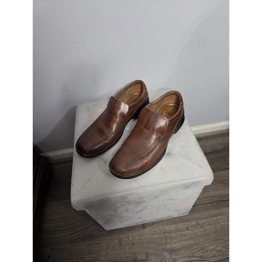 Clarks Escalade Brown Leather Slip On Shoes Loafers Men's Size 11